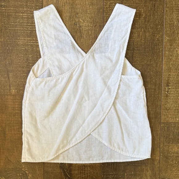 Madewell White Linen Cross Back Tank Top - Picture 4 of 5